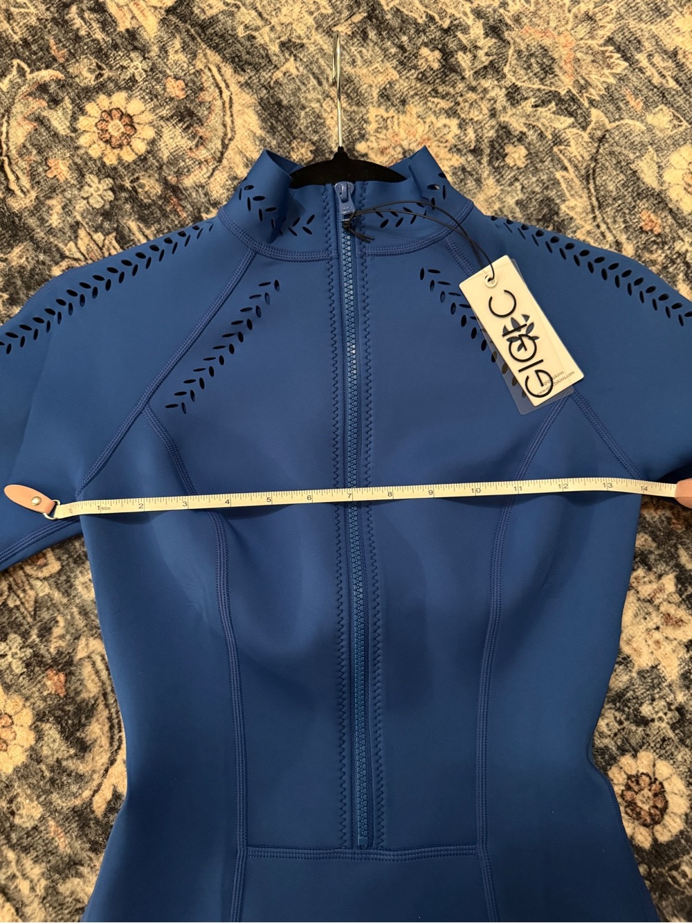 GIGI C| Royal Blue Long-Sleeve Zip Front One-Piece Swimsuit in Women’s Medium - Picture 11 of 14